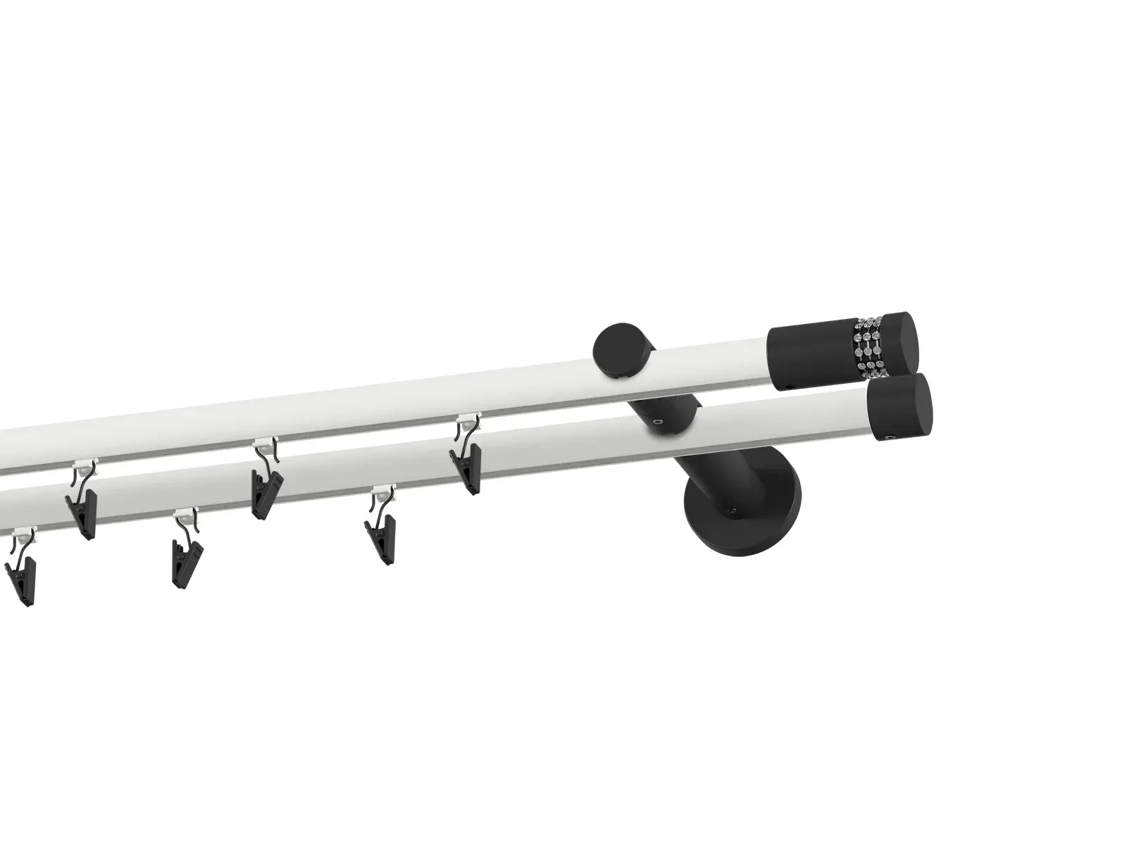 Garnýž 19x19mm drážková tyč - 2řada - CYLINDR CRYSTAL - bílo černá