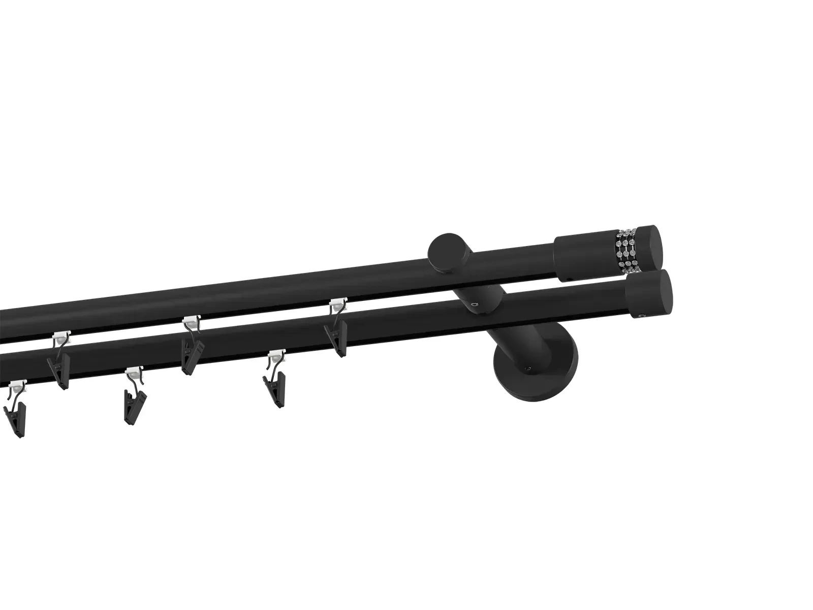 Garnýž 19x19mm drážková tyč - 2řada - CYLINDR CRYSTAL - černá