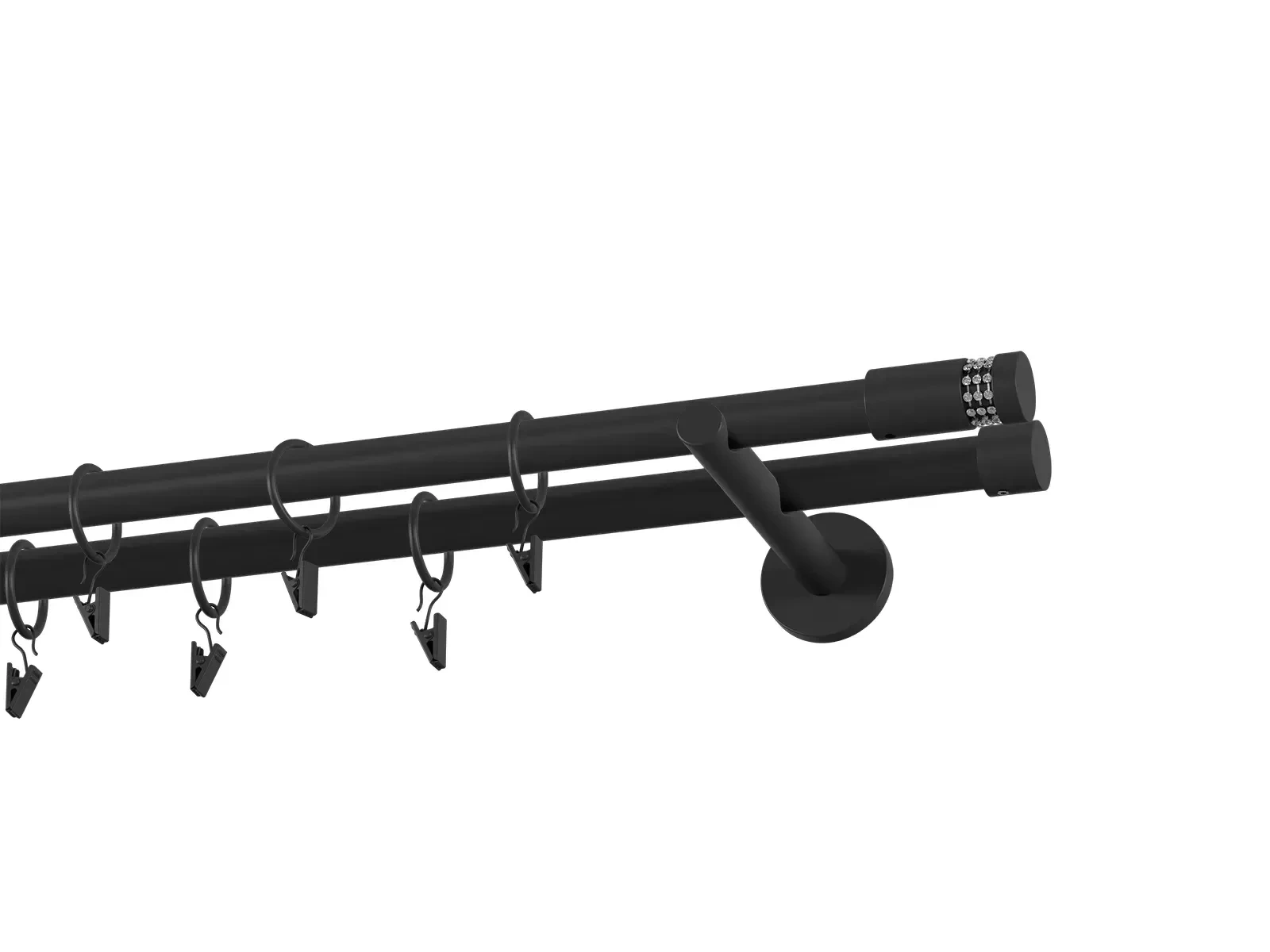 Garnýž 19x19mm obyčejná tyč - 2řada - CYLINDR CRYSTAL - černá