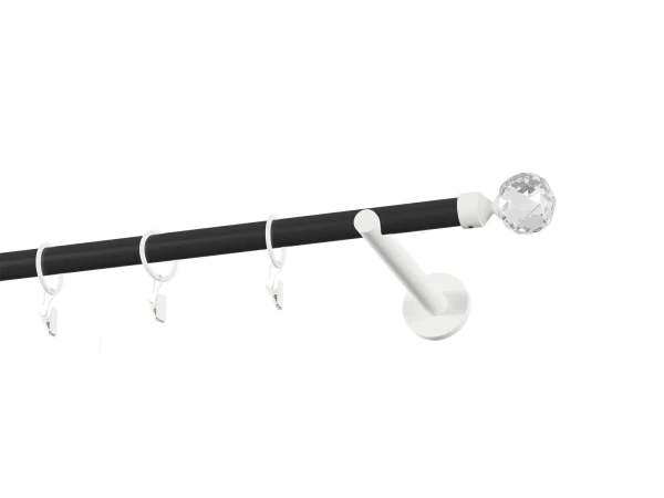 Garnýž 19mm obyčejná tyč - 1řada - KOULE CRYSTAL - černo bílá