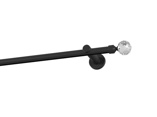 Garnýž 19mm drážková tyč - 1řada - KOULE CRYSTAL - černá 1