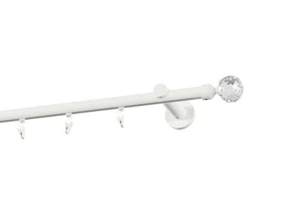 Garnýž 19mm drážková tyč - 1řada - KOULE CRYSTAL - bílá 2