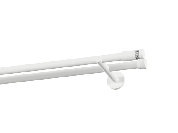 Garnýž 19x19mm obyčejná tyč - 2řada - CYLINDR CRYSTAL - bílá 1