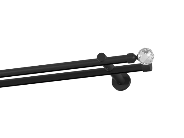 Garnýž 19x19mm drážková tyč - 2řada - KOULE CRYSTAL - černá 1