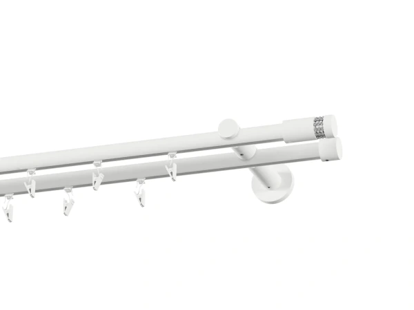 Garnýž 19x19mm drážková tyč - 2řada - CYLINDR CRYSTAL - bílá 2