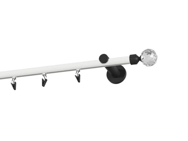 Garnýž 19mm drážková tyč - 1řada - KOULE CRYSTAL - bílo černá 2