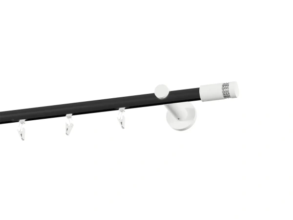 Garnýž 19mm drážková tyč - 1řada - CYLINDR CRYSTAL - černo bílá