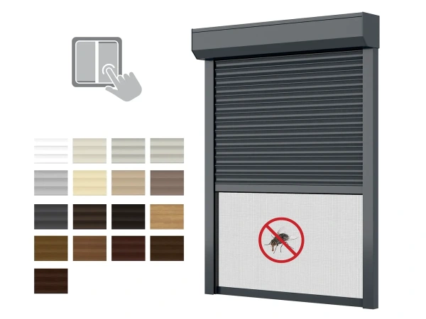 Hliníkové rolety BOX 180mm s rolovací sítí - výška do 2320 mm - MOTOR - VYPÍNAČ