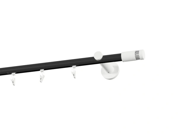 Garnýž 19mm drážková tyč - 1řada - CYLINDR CRYSTAL - černo bílá 2