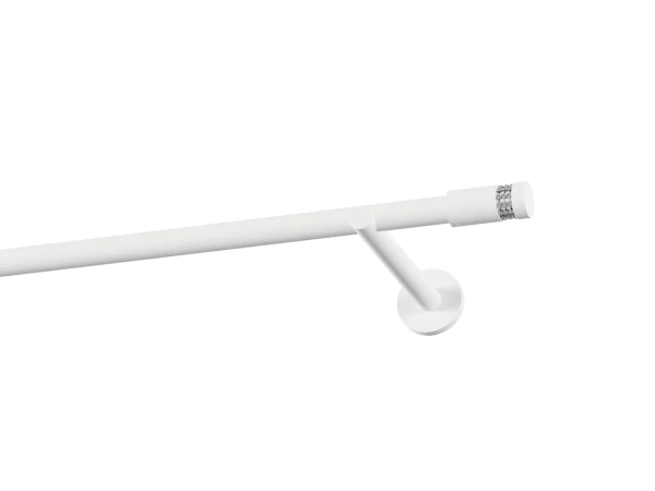 Garnýž 19mm obyčejná tyč - 1řada - CYLINDR CRYSTAL - bílá 1