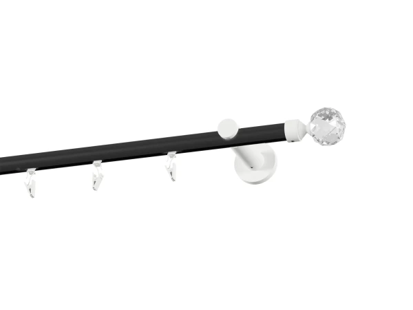 Garnýž 19mm drážková tyč - 1řada - KOULE CRYSTAL - černo bílá 2