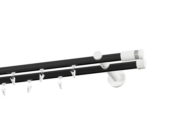 Garnýž 19x19mm drážková tyč - 2řada - CYLINDR CRYSTAL - černo bílá