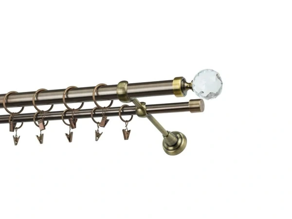 Garnýže 25x16mm - dvouřadá - KOULE CRYSTAL - antik