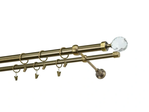 Garnýže 25x16mm - dvouřadá - KOULE CRYSTAL - antik