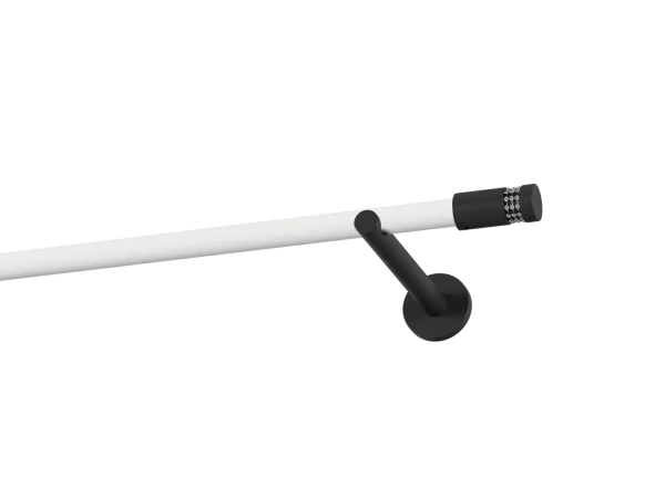 Garnýž 19mm obyčejná tyč - 1řada - CYLINDR CRYSTAL - bílo černá 1