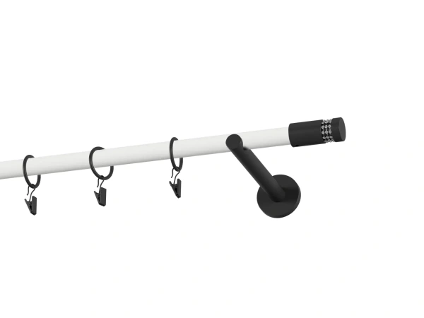 Garnýž 19mm obyčejná tyč - 1řada - CYLINDR CRYSTAL - bílo černá