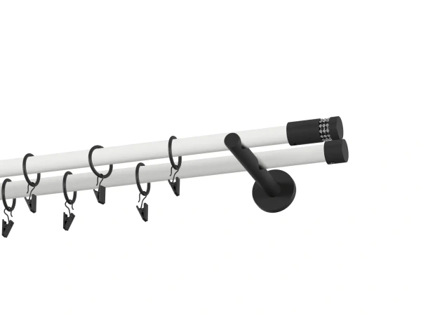 Garnýž 19x19mm obyčejná tyč - 2řada - CYLINDR CRYSTAL - bílo černá