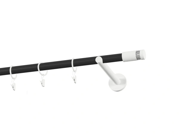 Garnýž 19mm obyčejná tyč - 1řada - CYLINDR CRYSTAL - černo bílá