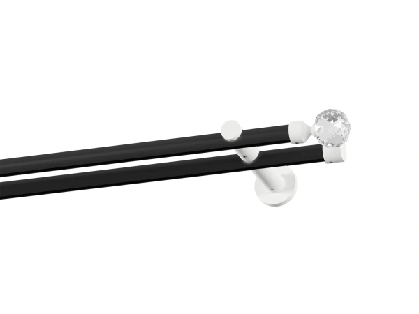 Garnýž 19x19mm drážková tyč - 2řada - KOULE CRYSTAL - černo bílá 1