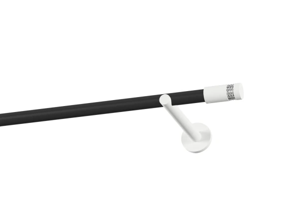 Garnýž 19mm obyčejná tyč - 1řada - CYLINDR CRYSTAL - černo bílá 1