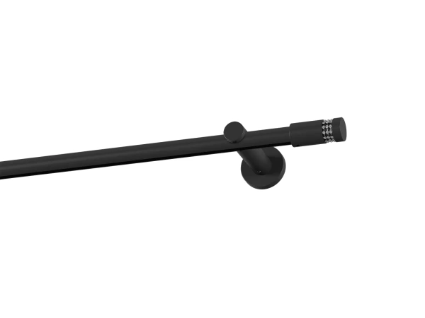 Garnýž 19mm drážková tyč - 1řada - CYLINDR CRYSTAL - černá 1