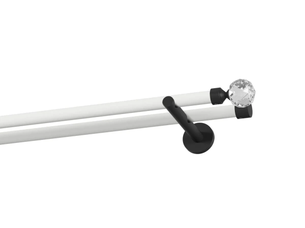 Garnýž 19x19mm obyčejná tyč - 2řada - KOULE CRYSTAL - bílo černá 1